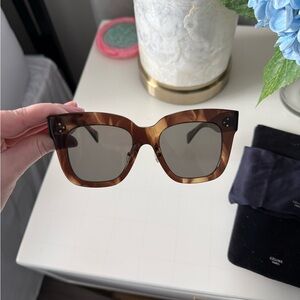 Celine Brown Tortoiseshell Square Sunglasses